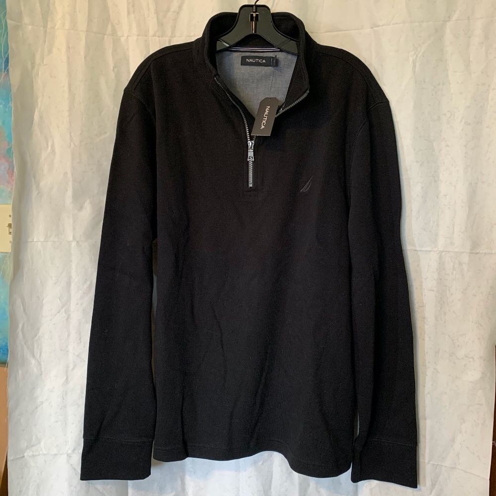 Nautica Men's Black Half Zip Sweatshirt L  NWT
